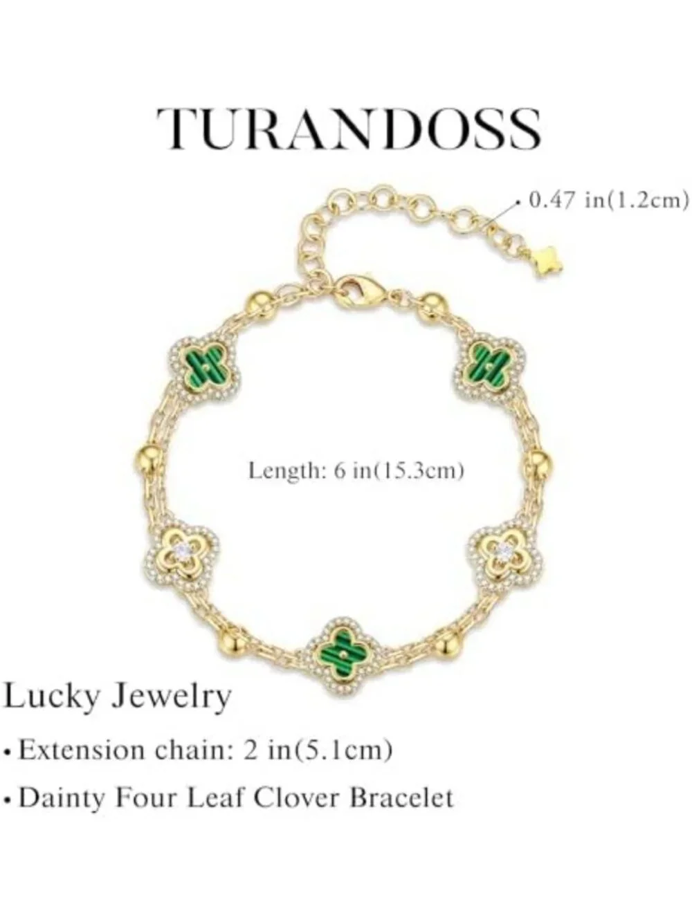 14K Gold Plated CZ Clover Bracelet - Elegant Jewelry Gift for Women & Girls